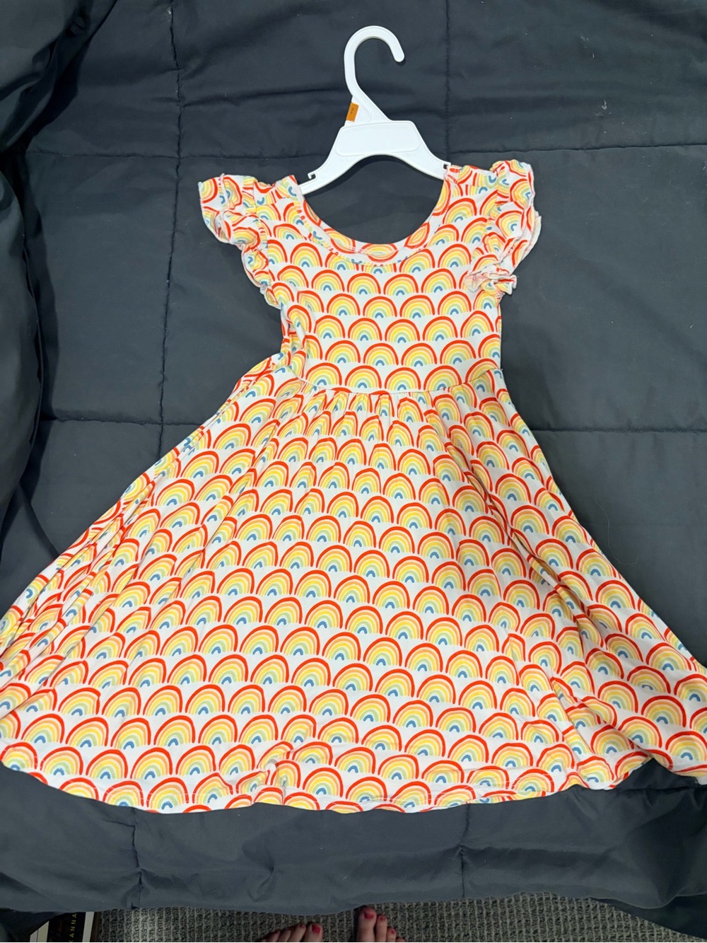 Little Sleepies Rainbow Flutter Sleeve Dress - Multicolor Rainbows
